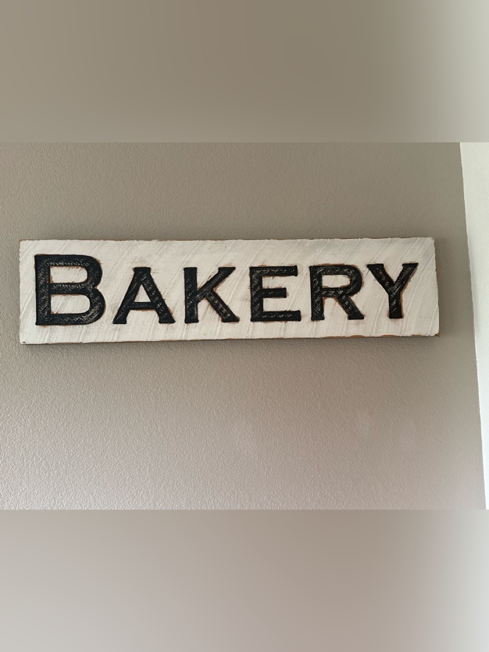 Bakers Rustic Wood Wall Sign - Black on White 32x8”